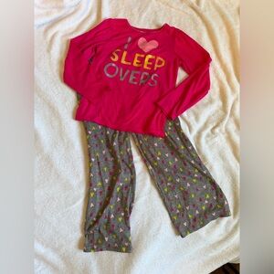 OshKosh B'gosh Pink and Gray I Love Sleepovers Pajama Set
